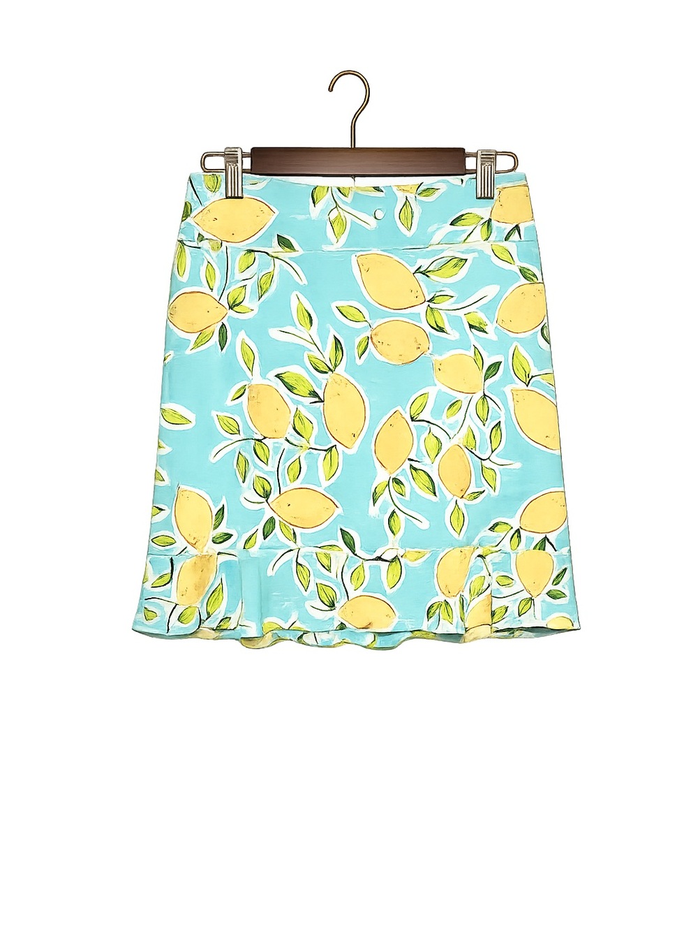 Lemon Print Ruffle Hem Skirt | Coastal Italian Summer Mini Skirt | Citrus - Picture 2 of 6